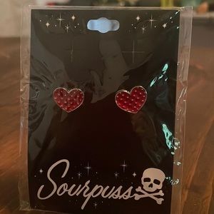 Sourpuss Heart Stud Earrings